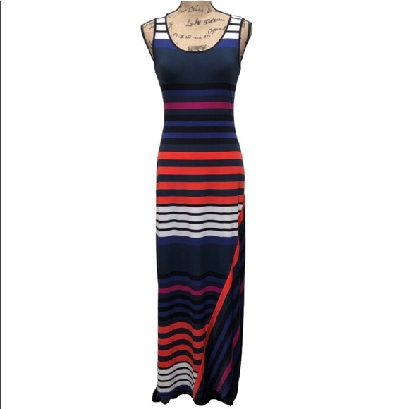 Calvin Klein Striped Maxi Dress Size 2 - Picture 1 of 9